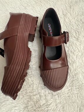 Women's Chunky Mary Jane Flats in Dark Brown